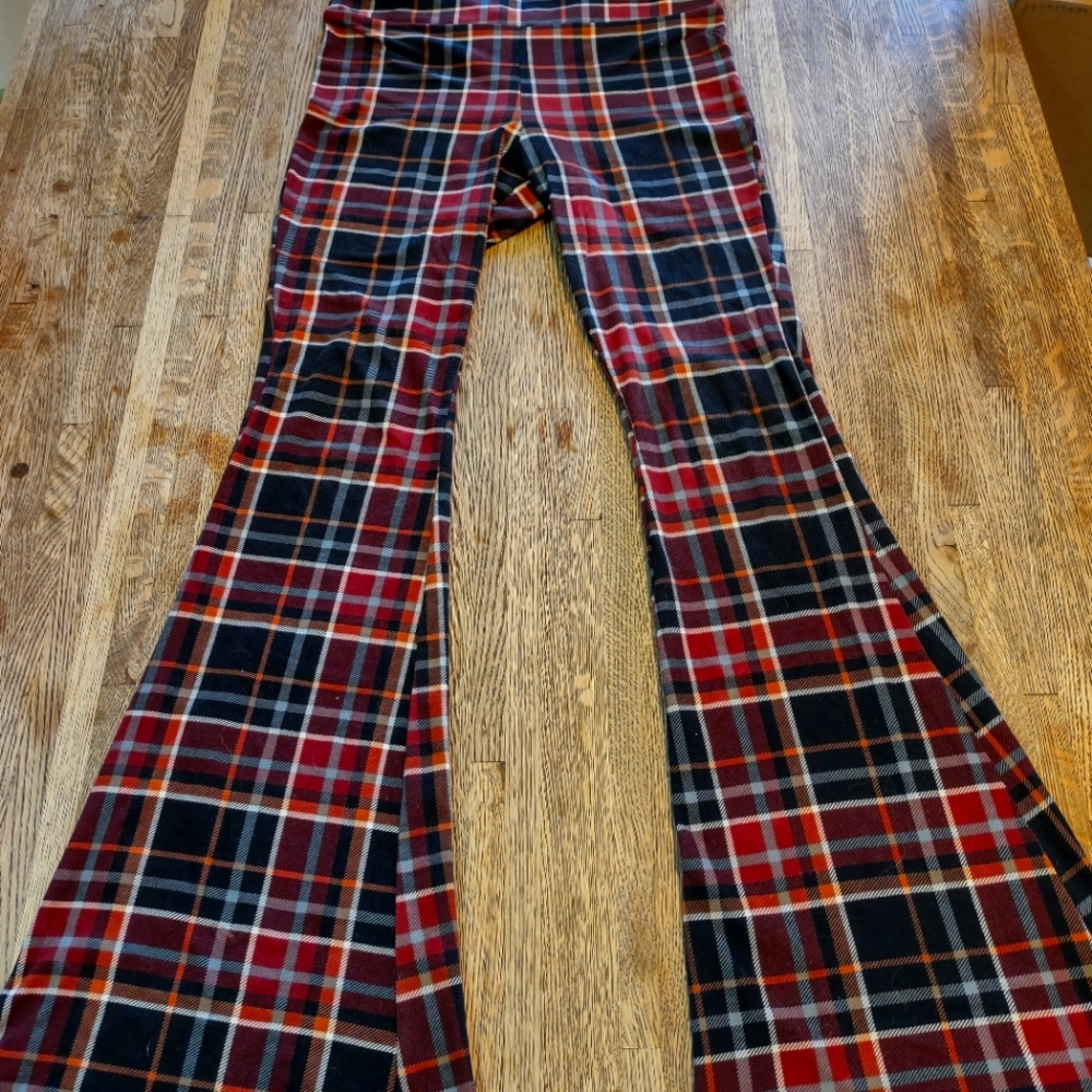 No Boundaries, Flared, Plaid Patterned, Pants, Medium